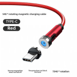 Magnetiline 3-in-1 P&ouml;&ouml;rlev C-t&uuml;&uuml;pi Laadimis- ja Andmesidekaabel K&uuml;&uuml;narnukipistiku ja Sirge Paindega Type-C Red