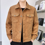Kevad-s&uuml;gis meeste velvetist jakid mood Korea stiilis &uuml;hev&auml;rviline lahtik&auml;iv krae vabaaja &uuml;ler&otilde;ivaste mantlid meeste cargo-jakk M tumepruun v&auml;rv
