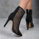 Uus kevad- ja s&uuml;gismoe terava ninaga v&otilde;rkpaneeliga hingav vooder vee teemant tagat&otilde;mblukk vabaaja suured naiste k&otilde;rge kontsaga kingad 35-43 43 must