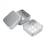 Ruudukujuline alumiiniumist seebialus kaanega alumiiniumist seebikarbiga, reisisoovituslik seebialus, konteiner koju A