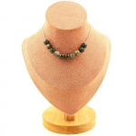 Pierres et Min&eacute;raux. Collier 10 perles Jaspe sang de Dragon 8 mm. Chaine en acier Collier femmes, hommes. Taille personnalisable.
