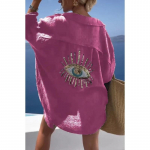 Evil Eye vabaaja s&auml;rk naiste mood rannastiilis lahtiste n&ouml;&ouml;pidega p&auml;ikesekaitsekreem puuvillane linane s&auml;rkkleit suvine vabaaja naiste topp 2XL roosa punane v&auml;rv