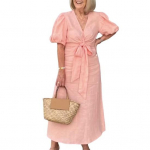 Suvine Maksikleit V-kaelusega Paeladega V&ouml;&ouml;kohaga Mullvarrukad &Uuml;hev&auml;rviline L&otilde;dvalt Langev Pikk Kleit Igap&auml;evaeluks Deidile T&ouml;&ouml;le Peole S roosa