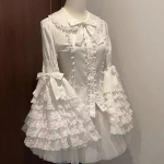Lolita L&auml;&auml;ne stiilis kevad-s&uuml;gis t&uuml;druk pitsist lolita pikkade varrukatega žakaars&auml;rk jaapani stiilis pitsist lolita pikkade varrukatega s&auml;rk M