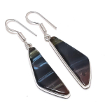 Black Tiger Eye Handmade 925 Sterling Silver Jewelry Earring 2.05 v0q41