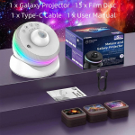Planetaariumi Galaxy projektor 13 in 1 Star Light T&auml;hine &ouml;&ouml;valgus d&uuml;naamiliste meteooridega 360&deg; p&ouml;&ouml;rleva udukogu HD projektsioon magamistoa sisekujunduseks valge