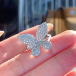 Huitan Brilliant Butterfly Rings v&auml;rvilised peened pulmapeo aksessuaarid naistele s&auml;delevad valged CZ luksuslikud ehted 6