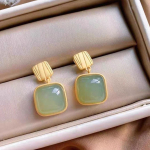 Imitatsioon Jade Green Stone Square Drop K&otilde;rvar&otilde;ngad Naistele Ehted Brincos Boho Kingitus