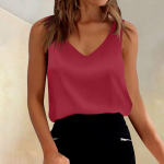 Naiste satiinist topid, V-kaelusega vabaaja Cami varrukateta pluusid, suvine p&otilde;hiline tanks&auml;rk L armee roheline v&auml;rv