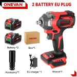 ONEVAN 1200N.M Harjadeta Elektriline L&ouml;&ouml;kmutriv&otilde;ti 1/2'' Juhtmeta Kruvikeeraja Liitium-ioon Aku Elektrit&ouml;&ouml;riist Makita 18V Akule 2 Battery EU Plug