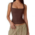 Suvine vest naistele, &uuml;hev&auml;rviline, kandilise kaelusega, slim fit tankpluus, laiad &otilde;lapaelad, hingav vest, igap&auml;evaseks kandmiseks S