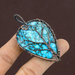 Tree Of Life Tibetan Turquoise Copper Wire Wrap Pendant 2.8 q6c15
