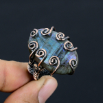 Labradorite Handmade Copper Wire Wrap Jewelry Ring Size 9 y4o16