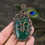Emerald(Simulated) Gemstone Copper Wire Wrap Jewelry Pendant 3.27 t9o86