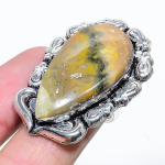 Bumblebee Jasper Handmade 925 Sterling Silver Jewelry Ring Size 9 z7k84