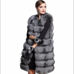 Karusnahast vest naiste s&uuml;gis- ja talvine pikkade &otilde;mblustega rebase karusnahast vest, varrukateta kasukas L