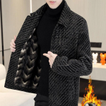 S&uuml;gistalvine triibuline villasegu jope Meeste pl&uuml;&uuml;s ja paks vabaaja &auml;ri l&uuml;hike mantel Sotsiaalne t&auml;navar&otilde;ivad, mantel M