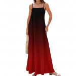 Naiste kevad- ja suve vabaaja mood reguleeritavate traksidega tr&uuml;kimustriga pikk kleit S