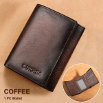 Luksuslik meeste pealiskihist lehmanahast kolmeosaline rahakott RFID-blokeerimiskaitsega, ID-aken, 8 mahukat kaardipesa, 2 s&uuml;gavat sularahataskut, premium kvaliteediga rahakott