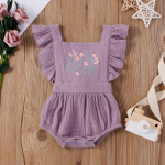 Flower embroidery Sleeveless Romper Casual Summer Cotton Jumpsuit 100 beež