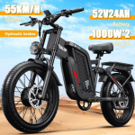 2025 New F7 2000W high-performance dual motor 52V 24AH Electric Bicycle 20 inch Fat Tires Hydraulic oil brake dual shock absor