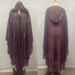 Pikk kapuutsiga keepkleit kuumliimitud strasskivide ja helmestega, moslemi abaya, elegantne, stiilne naister&otilde;ivas One Size