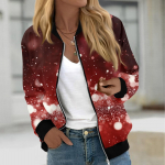 Naistele m&otilde;eldud jakid pikkade varrukatega, kerge lukuga ja prindiga &uuml;ler&otilde;ivad vabaaja tepitud jakid taskutega L