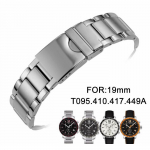 19 mm KIIRE KRONOGRAAF T095417A T095449A T095410A Kellarihma osad isased riba Tugev roostevabast terasest k&auml;ev&otilde;ru Kokkupandav pandlaga rihm T095 jaoks T095-19mm h&otilde;be