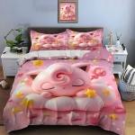 Pokemon Jigglypuff Tr&uuml;kiga Voodipesukomplekt Tekikott 1 Tekikott 2 Padjap&uuml;&uuml;ri T&auml;iskasvanute ja Laste Voodipesukomplekt Luksuslik S&uuml;nnip&auml;evakingitus EU Twin 135X200cm