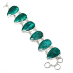 Skota Emerald (Simulated) Handmade 925 Sterling Silver Bracelet 7-8 o2n98