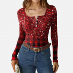 Naiste Slim Bottom T-s&auml;rk Moodne Vabaaja Gradienttr&uuml;kiga &Uuml;mara Kaelusega Pullover Pikkade Varrukatega Topp XL veini