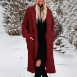 Naiste talvine soe pl&uuml;&uuml;sis kunstlik kaherealine pikk jakk Rev&auml;&auml;r karvased taskumantlid mantlid jakk XL