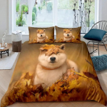 Shiba Inu tekikott Armas Shiba Inu voodipesukomplekt armas kollane koer Multifilm Loomade talumaja Lemmikloomad Pol&uuml;ester tekikott EU single(135x200cm)