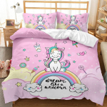 Kuum M&uuml;&uuml;k Multifilm &Uuml;kssarvik Lapsed T&uuml;drukud Roosa 3D Voodipesukomplekt Tekikott Voodipesu Loomatr&uuml;kiga Queen King Suurus Kodu Tekikotid 70x133cm 2pcs