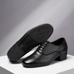 Meeste naturaalsest nahast Ladina-Ameerika Salsa Tango Tantsukingad Moodsad Ballisaali Kingad Ruudukujulise Kontsaga 5cm T&auml;iskasvanud Lapsed Poisid Peotantsukingad 38