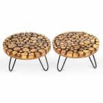 Taimealus r&otilde;dule, aeda, kodu sisustuseks, elutuppa &ndash; Puidust/&Uuml;mmargune lillepoti/taimehoidja terrassile, 2-osaline komplekt 23 x 23 x 14 Centimeters