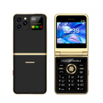 Uus klapiga mobiiltelefon 4 SIM-kaardiga kiirvalik maagiline h&auml;&auml;l LED-taskulamp MP3 FM-raadio 2,4 HD-ekraan 2G GSM lukustamata mobiiltelefon must