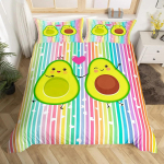 Avokaado Tekikoti Komplekt Avokaadod Voodipesukomplekt Armsad Puuviljad Tekikott Queen Troopiline Botaaniline Koomiks Pol&uuml;ester Tepitud Kate 70x133cm 2pcs khaki