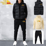 Meeste s&uuml;gis-talvised dressid Vabaaja joggeri komplekt Soe vest Treeningp&uuml;ksid Kapuutsiga 3-osaline &uuml;likond Meeste dressid Spordidressid 2XL khaki