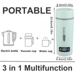 Kohvikruus 12V/24V roostevabast terasest 450ml autosoojendustass Elektriline veekeetja veesoojendi pudel 4 temperatuuri seadistusega