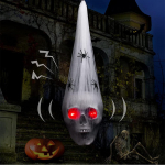 Halloweeni pealuu h&auml;&auml;laktiveeritud kaunistused koos LED-punasilmadega peo jaoks