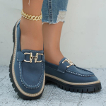 Naiste mokassiinid Retro seemisnahast vabaajajalatsid &Uuml;mara ninaga kummist platvormjalatsid Klassikalised madala l&otilde;ikega mokassiinid Kvaliteetsed naiste kingad 36 sinine