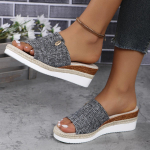 Naiste k&otilde;rged kontsad, paksu p&otilde;hjaga vabaajajalatsid, suvised kiilud, sandaalid, naiste platvorm, avatud ninaga sussid vabas &otilde;hus, mugavad liugused 40 hall