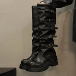 Moodsad T&auml;iesti Uued Pandlaga Rihmadega Wasteland Vintage Pruunid Y2k P&otilde;lvp&uuml;ksid Mootorrattasaapad Maillard stiilis Mustad P&uuml;ksis&auml;&auml;rega Saapad Naiste Kingad 35 must