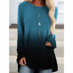 S&uuml;gis Talv &Uuml;mara kaelusega Vabaaja Gradient Pullover Naiste Vintage Pikkade varrukatega K&otilde;igega sobiv Pusapluus S sinine