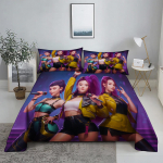 K-Pop D-Deemonik&uuml;tid 3D Digitaalne Lamevoodipesukomplekt Tr&uuml;kitud Magamistoa Voodilina Padjap&uuml;&uuml;r Voodipesukomplekt Kodu Kaunistamiseks 160X230cm(2Pcs)