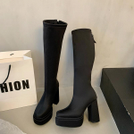 Platvorm Naiste P&otilde;lvini Saapad Fad &Uuml;lik&otilde;rge Kontsaga Kingad Klassikalised Nahast Pl&uuml;&uuml;sist Kingad Talv 2025 Trend Gooti Chelsea Saapad Naised 39