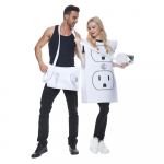 T&auml;iskasvanute naljakas USB/Valgusti pistik ja pesa paarikomplekt Halloweeni kost&uuml;&uuml;m One Size valge