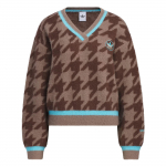 Adidas Originals FW25 Hounds tooth V-kaelusega pikkade varrukatega kootud topp naistele KC2688 XS