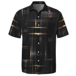 Meeste s&auml;rk 3D prinditud nootidega, Moodne Hawaii trend l&uuml;hikeste varrukatega meeste top S black